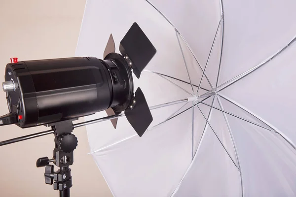 Light Equipment Photo Studio Beige Background Isolated Copy Space Any — 스톡 사진