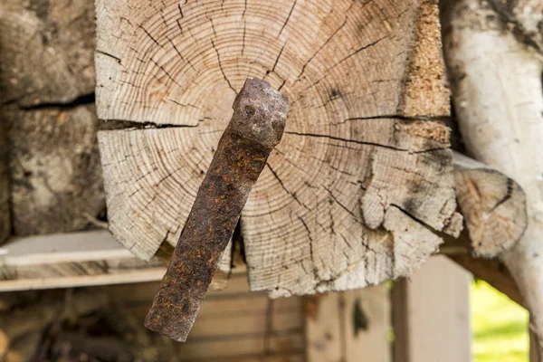 Старый Ржавый Винт Старое Дерево — стоковое фото