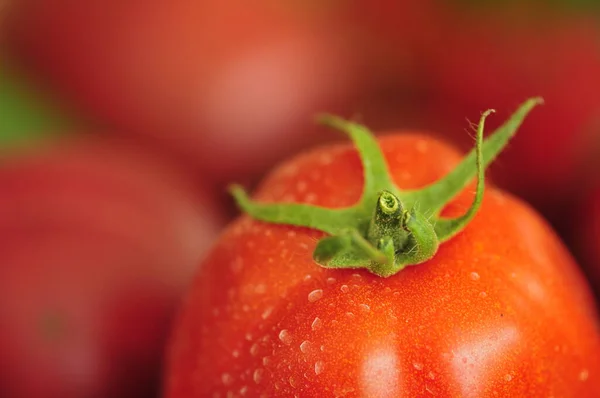 Detail Intake Nice Fresh Red Tomato Very Tasty — Stock Photo, Image