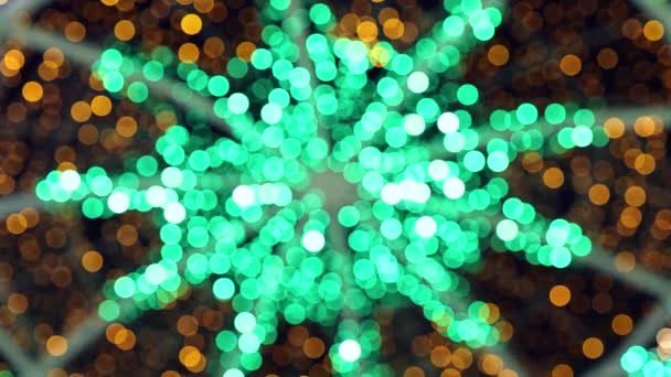 Fond lumineux abstrait vidéo 4k, bokeh vert et orange 