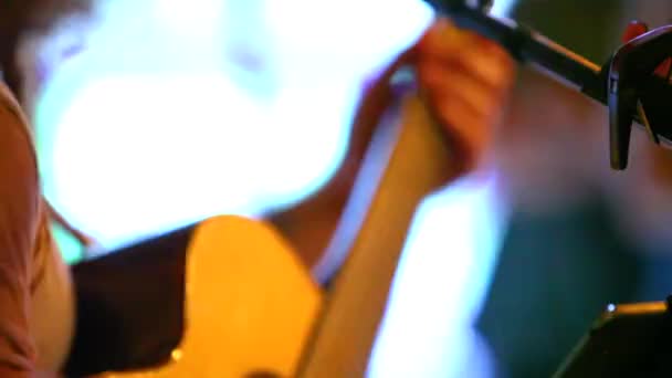 Guitarist is playing in a sunny pub — Stock Video