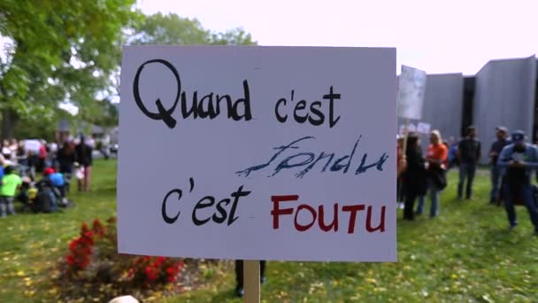 Slogans environnementaux sur les pancartes de rallye — Video