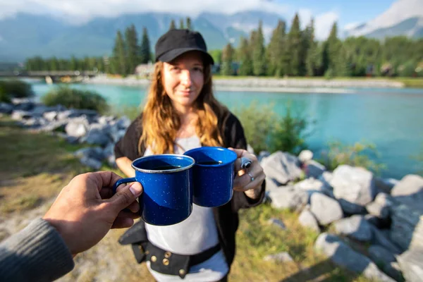 Пить кофе и чай в Canmore BC — стоковое фото