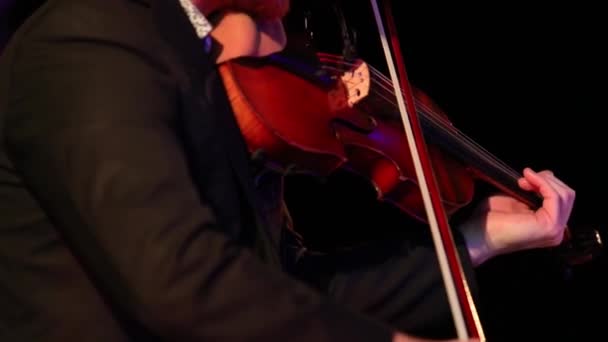 Close-up de violinista no palco — Vídeo de Stock