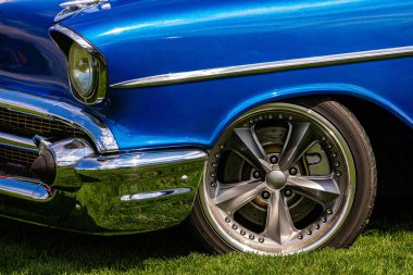 Old American antique car half front side