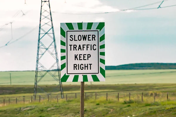 Slow traffic keep right, regulatory sign — Stockfoto