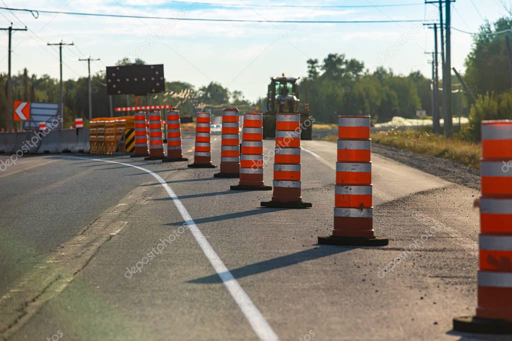 Roadside construction heavy machinery