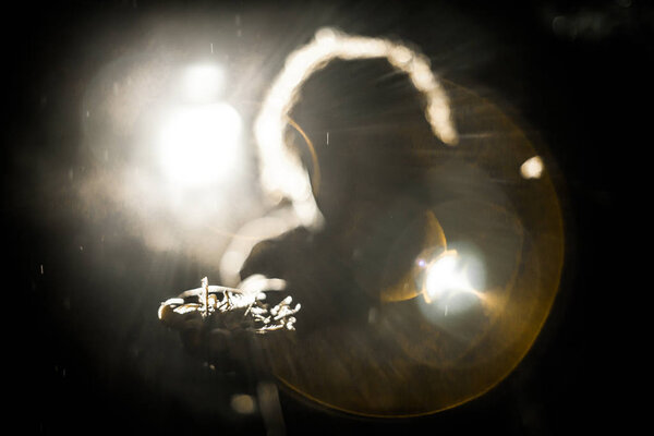 Неузнаваемый человек держит перья в руке
.