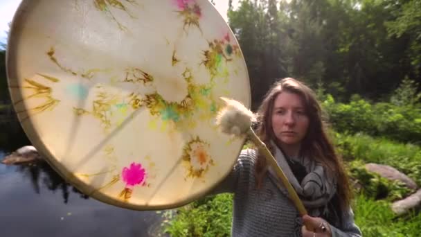 Sacred drumming spiritual nature trip — Stock Video