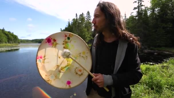 Sacred drumming spiritual nature trip — Stock Video