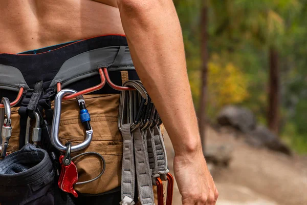 Traditional outdoor rock climbing gear — 스톡 사진