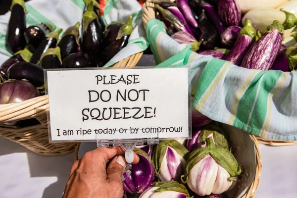 Hand written sign at the local farmers market