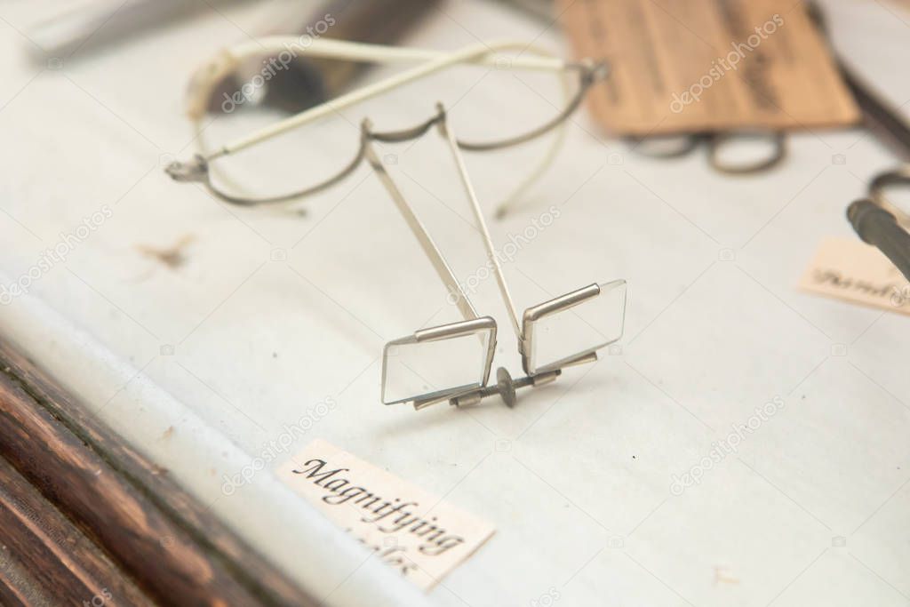 An old vintage magnifying spectacles