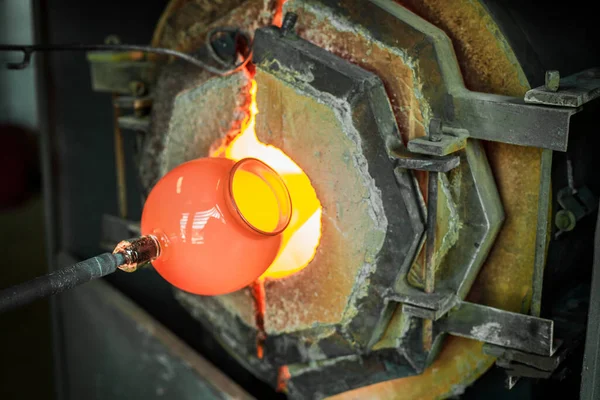 Process of making a blown glass lantern — Stock Photo, Image