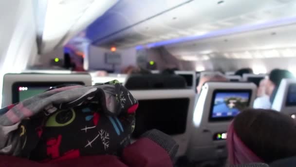 Wnętrze samolotu pełne pasażerów. — Wideo stockowe