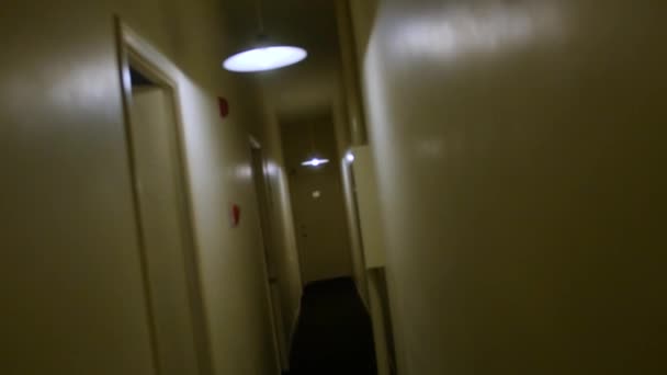 Couloir vide de l'immeuble avec portes d'appartement — Video