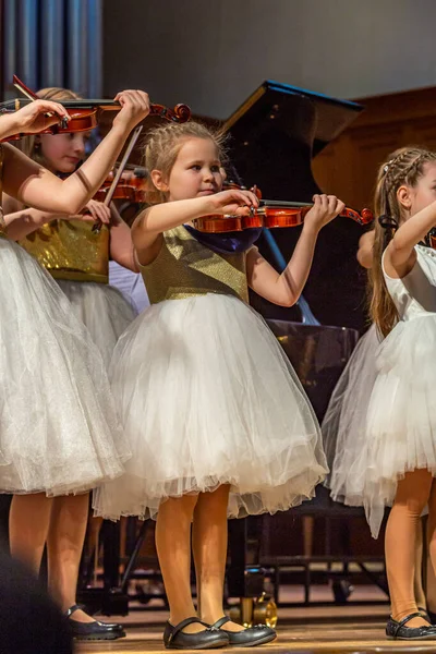 2020 Moscovo Rússia Concerto Reportagem Orquestra Solistas Estudantes Secundários Seniores — Fotografia de Stock