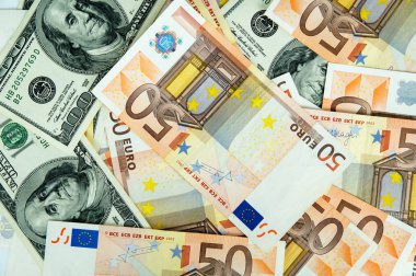 Parasal arka plan, euro ve dolar