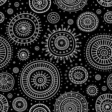 süslü daireler seamless modeli siyah