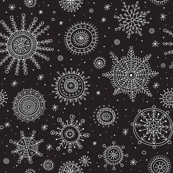 雪の結晶 ethnicl スタイル ミックス ブラック — ストックベクタ