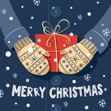 neşeli Noel kartı gift_coat eldivenler