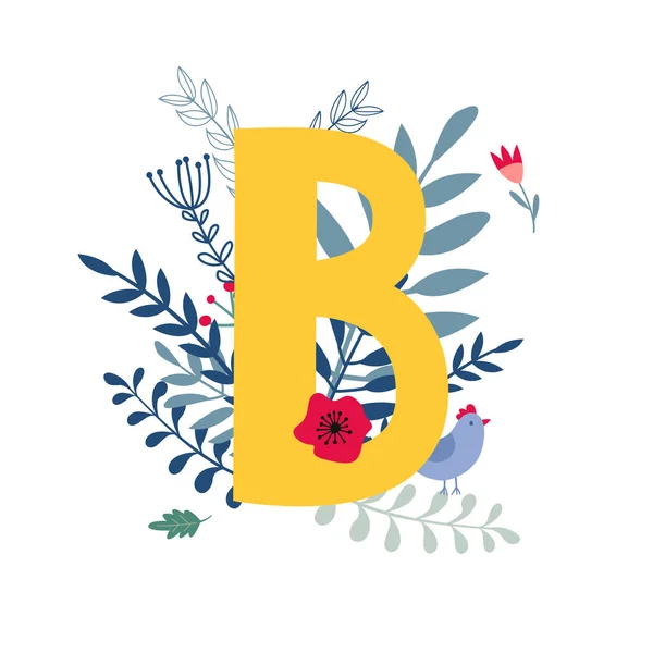 Floral alphabet, letter b — Wektor stockowy