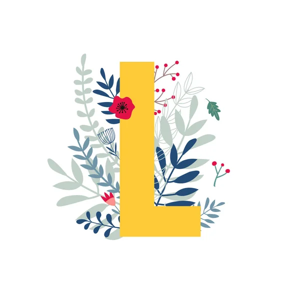 Floral alphabet, letter l — Wektor stockowy