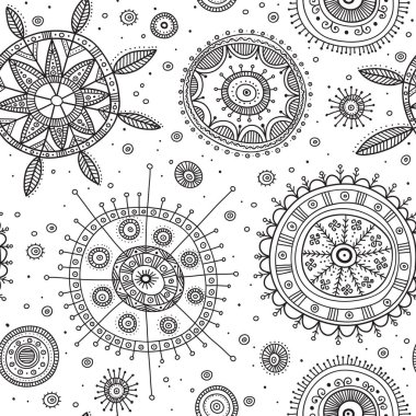 süslü daireler boho stil seamless modeli