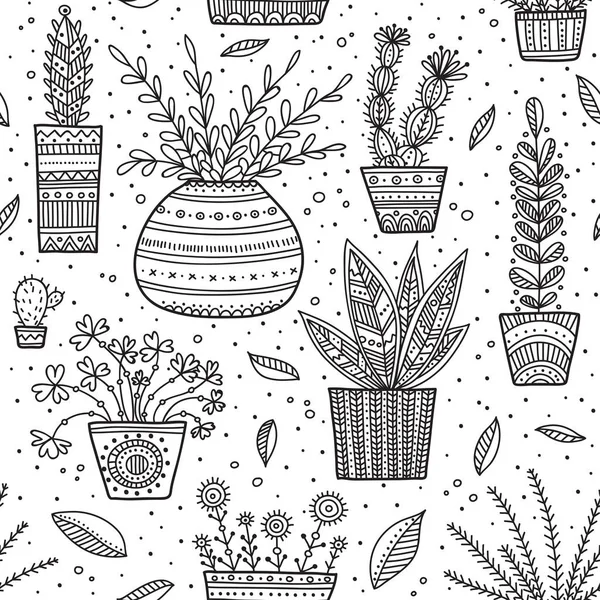 House plants seamless pattern — Stock Vector