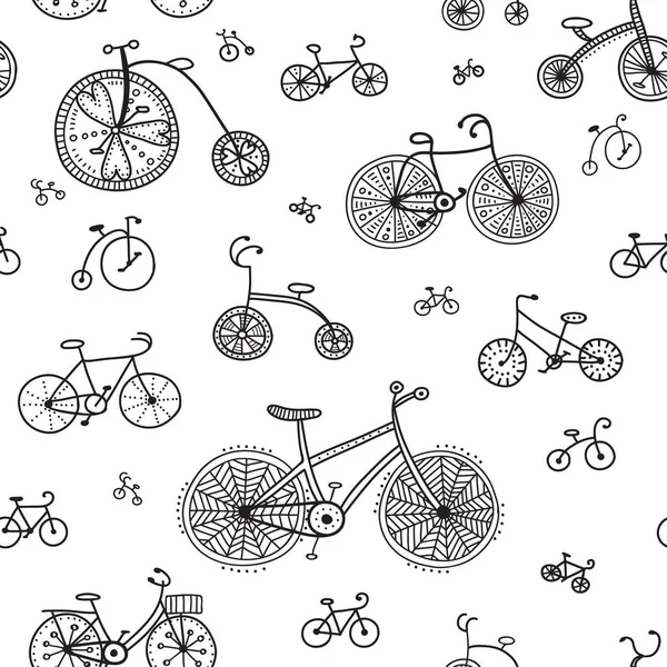 Patrón sin costuras con bicicletas de estilo étnico — Vector de stock