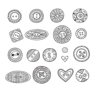 Bez düğmeleri farklı boho stil tasarımlar ile vektör ayarla