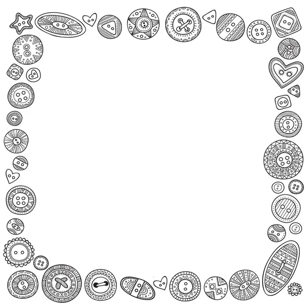 Cadre carré vectoriel avec boutons en tissu dans le style boho — Image vectorielle