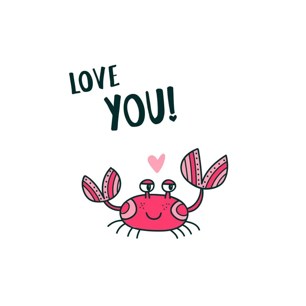 Crabe mignon disant Je t'aime — Image vectorielle