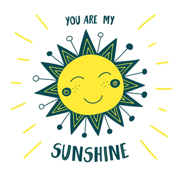 Niedliche Sonnenkarte, du bist mein Sonnenschein — Stockvektor