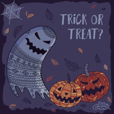 Hayalet ve kabak ya parani ya canini güzel Cadılar Bayramı kartı