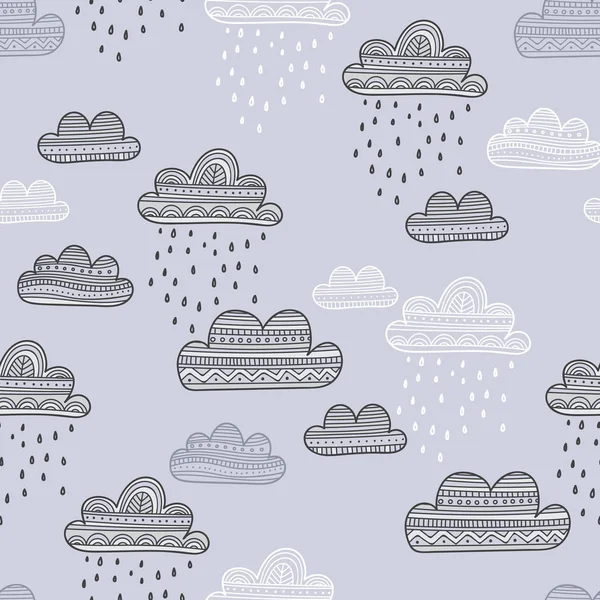 Vektör seamless modeli ile yağmurlu bulutlar