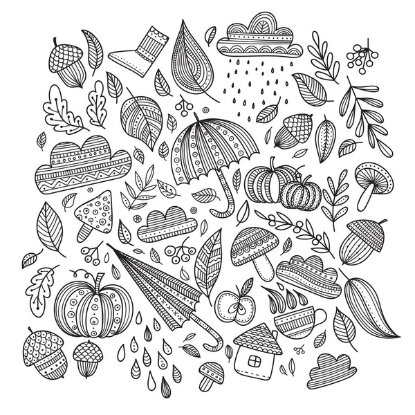 Boho tarzında dekore edilmiş sonbahar nesne kümesini vektör