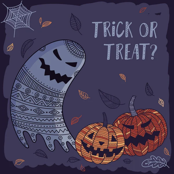 Hayalet ve kabak ya parani ya canini güzel Cadılar Bayramı kartı