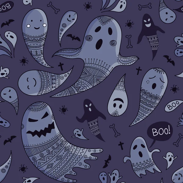 Dětské Halloween koncept bezešvé pattern s duchové modré co — Stockový vektor