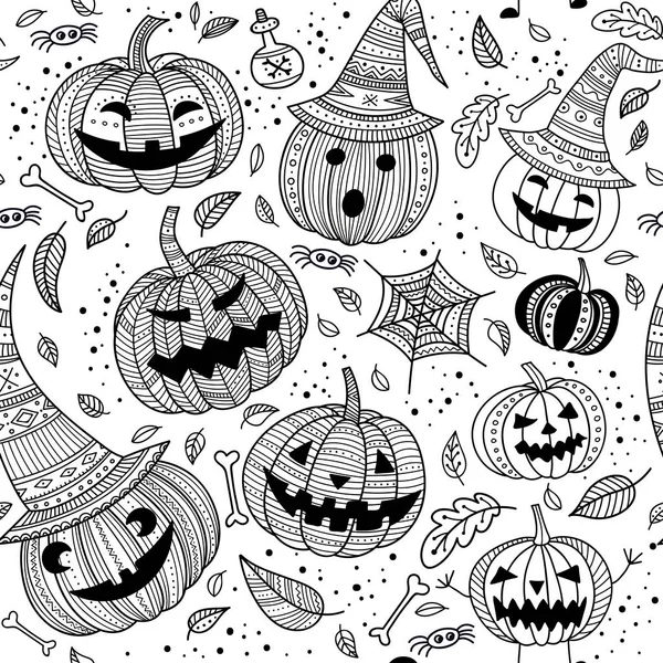 Halloween seamless pattern with cute pumpkins — Stock Vector