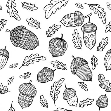 Meşe palamudu vektör seamless modeli boho tarzı