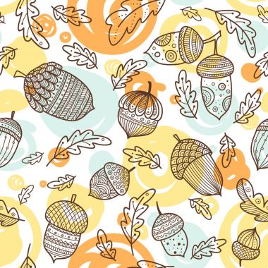 Meşe palamudu vektör seamless modeli boho tarzı