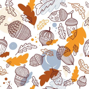 Meşe palamudu vektör seamless modeli boho tarzı