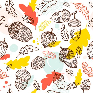 Meşe palamudu vektör seamless modeli boho tarzı