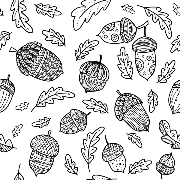 Acorn vector seamless pattern in boho style — Stock Vector