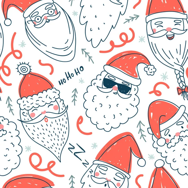 Leuke kerstmannen vector naadloze patroon — Stockvector