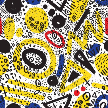 Vektör Dikişsiz desen renkli l doodling soyut marker ile