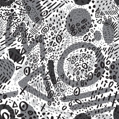 Vektör soyut marker doodling hatları ile seamless modeli ve 