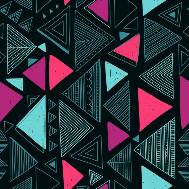 Vektör Dikişsiz desen Etnik kabile boho üçgen ile