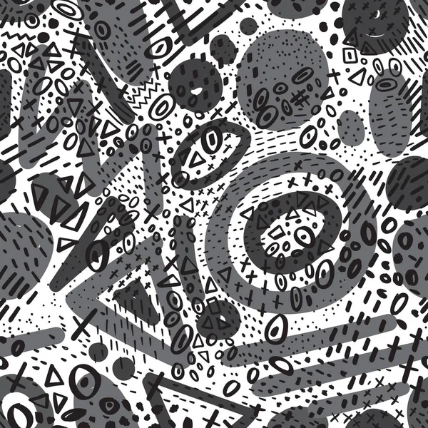 Vektor nahtlose Muster mit abstrakten Marker Doodling farblos — Stockvektor